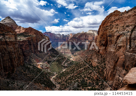 切り立った岩山が連なる 岩の芸術の宝庫　ザイオン国立公園 114453415