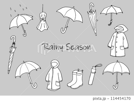 梅雨（雨期）対策グッズのイラストセット 114454170