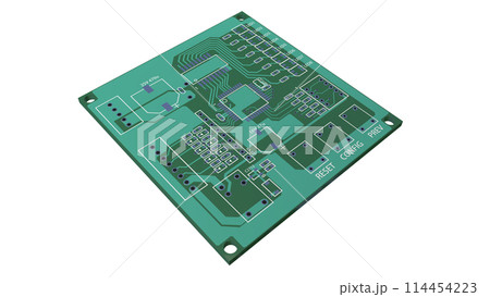 プリント基板の説明に利用可能な リアルで正確に作成した配線トラックの画像 114454223