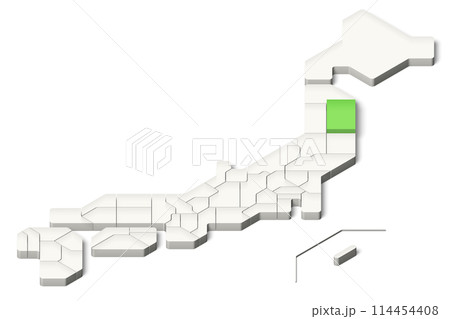 簡略化された3D日本地図 岩手県 アイソメトリック(影付き背景透過) 簡略化された3D日本地図 岩手県 アイソメトリック(影付き背景透過) 114454408