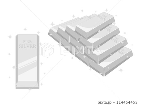 たくさんの銀の延べ棒 114454455