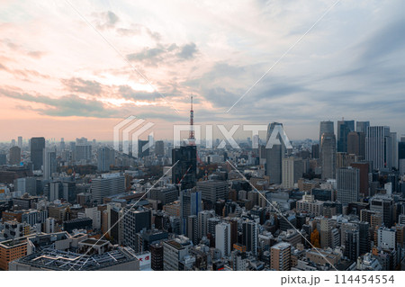 東京タワー 夕焼け 東京タワー 夕焼け 114454554