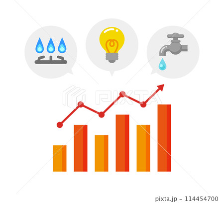 光熱費の値上げイメージのイラスト 114454700