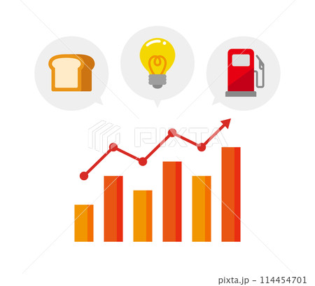 家計に関する値上げイメージのイラスト 114454701