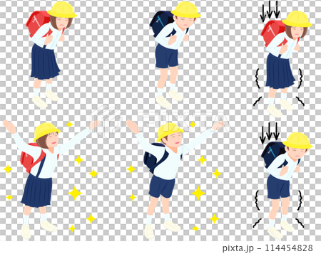ランドセルを背負った小学生セット／カラー 114454828