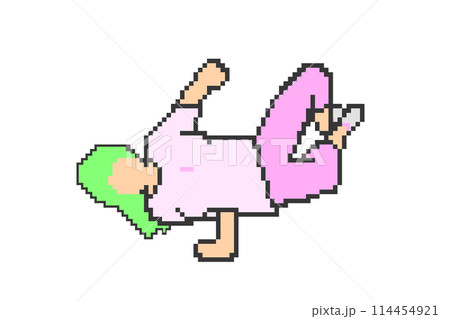 ブレイクダンス_女性(ドット絵)緑髪 ブレイクダンス_女性(ドット絵)緑髪 114454921