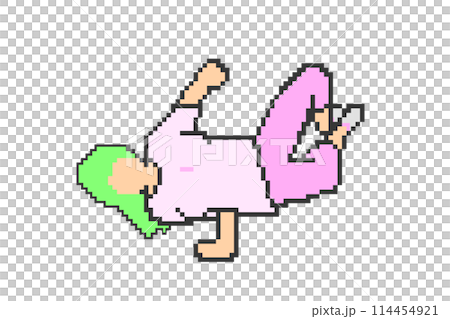 ブレイクダンス_女性(ドット絵)緑髪 ブレイクダンス_女性(ドット絵)緑髪 114454921