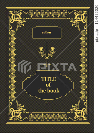 Gold ornament on dark background. Can be used as invitation card. Book cover. Vector illustration. Hand drawn illustration Gold ornament on dark background. Can be used as invitation card. Book cover. Vector illustration. Hand drawn illustration 114455026