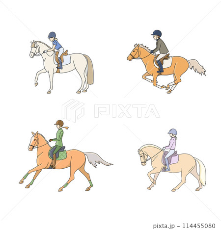 horse riding on a ponyのイラスト素材 [114455080] - PIXTA