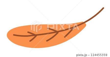 Autumn leaf in flat design. Forest dry orange foliage with veins and twig. Vector illustration isolated. Autumn leaf in flat design. Forest dry orange foliage with veins and twig. Vector illustration isolated. 114455359