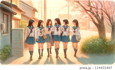 学生の帰宅風景 114455407