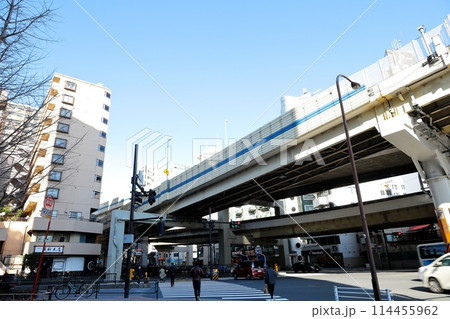 東京都市風景 麻布十番 新一の橋交差点 東京都市風景 麻布十番 新一の橋交差点 114455962