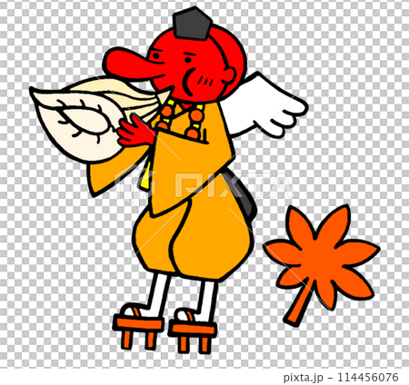 Tengu blowing a conch shell Tengu blowing a conch shell 114456076