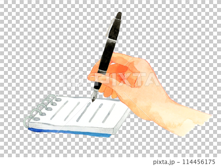 用鋼筆在記事本上手作筆記,手繪水彩畫的人手 用鋼筆在記事本上手作筆記,手繪水彩畫的人手 114456175