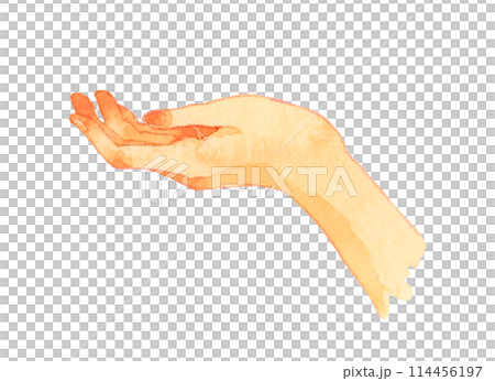 手のひらを上に向ける 人の手の手描き水彩イラスト素材 手のひらを上に向ける 人の手の手描き水彩イラスト素材 114456197