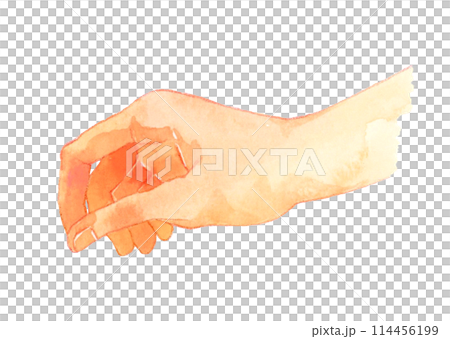 Pinching hand Hand-drawn watercolor illustration of a human hand 114456199