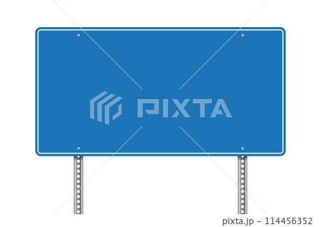 Blank Blue Road Sign mock up. Vector illustration 114456352