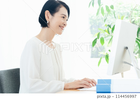 パソコン操作をするビジネスウーマン 114456997