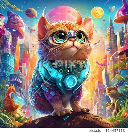 ハロウィンの仮装をする猫 ハロウィンの仮装をする猫 114457118