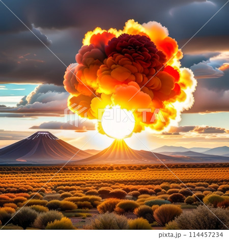 Illustration of a nuclear explosion.  114457234
