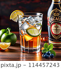 Illustration of vodka on the menu of a restaurant or store.  114457243