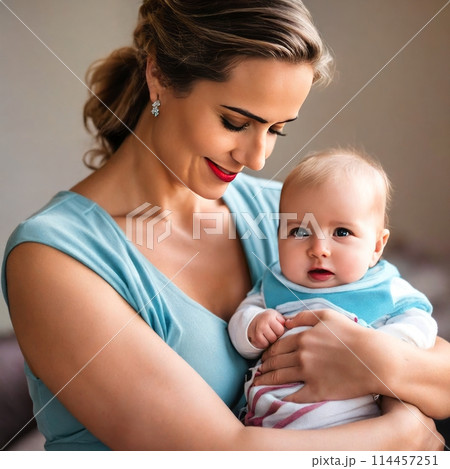 Gentle cute mom with baby. Gentle cute mom with baby. 114457251