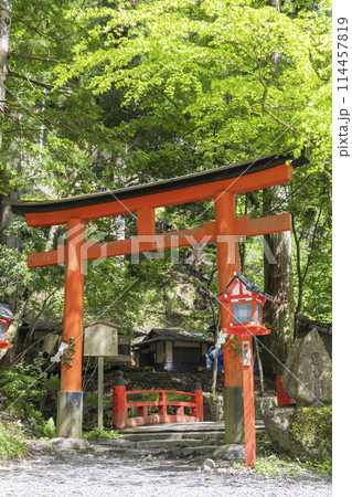 貴船神社　奥宮参道の入り口に架かる橋「思ひ川橋」 114457819