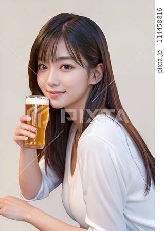 ビールを飲む女性 ビールを飲む女性 114458816