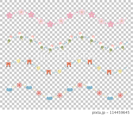 流行裝飾邊框（無主線）：櫻花、餃子、神社、富士山 114459645