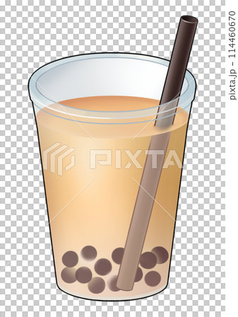 タピオカストレートティーのイラスト（ストローあり） 114460670