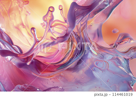 カラフルな光を浴びた鮮やかな液体 114461019