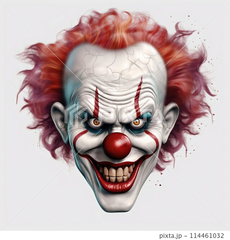Scary Horror Clown Mask Isolated on White. Generative ai 114461032