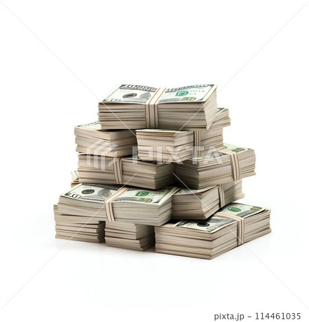 Stack of Dollar Bills Isolated on White Background. Generative ai 114461035