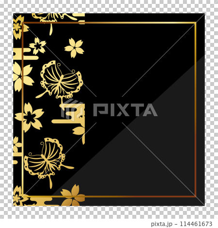 高級感のある和風フレーム ブラック＆ゴールドのイラスト素材