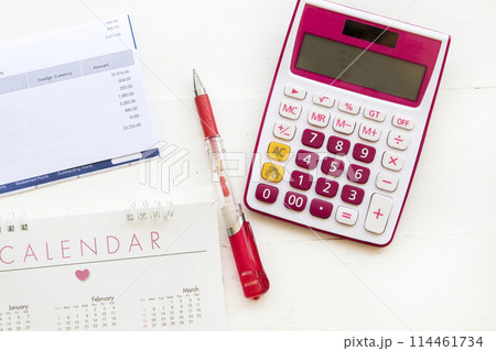 statement of credit card, calendar and calculator for check pay money statement of credit card, calendar and calculator for check pay money 114461734
