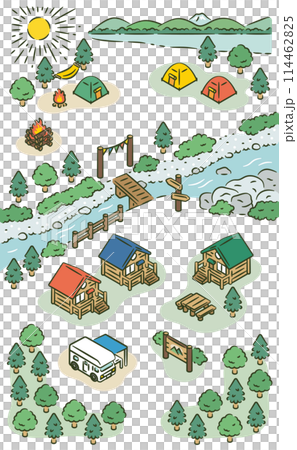Campsite vertical illustration Campsite vertical illustration 114462825