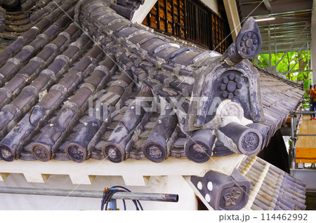 熊本地震の被害で解体中の熊本城の宇土櫓 114462992