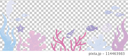 Summer sea silhouette banner frame decoration watercolor copy space background illustration material Summer sea silhouette banner frame decoration watercolor copy space background illustration material 114463983