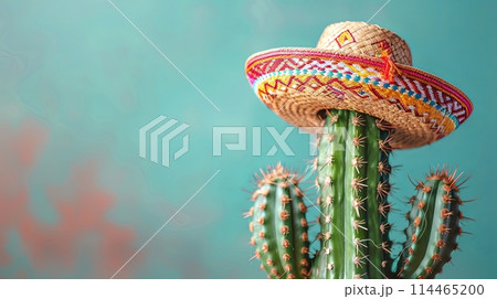 Cactus Wearing Mexican Sombrero Hat 114465200