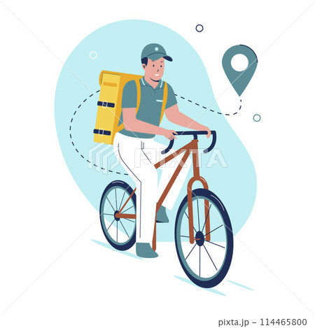 Courier on bicycle with parcel box Courier on bicycle with parcel box 114465800
