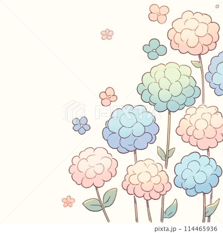 カラフルな紫陽花のイラスト 114465936