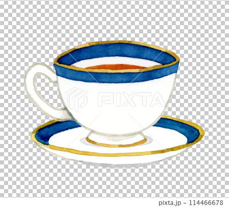 Tea in a teacup: Hand-drawn watercolor illustration of drinks and cafe menu Tea in a teacup: Hand-drawn watercolor illustration of drinks and cafe menu 114466678