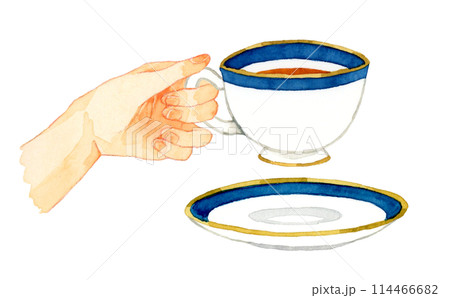 紅茶が入ったティーカップを持つ手 飲み物・カフェメニューの手描き水彩イラスト素材 紅茶が入ったティーカップを持つ手 飲み物・カフェメニューの手描き水彩イラスト素材 114466682
