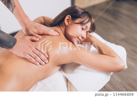 young smiling woman enjoying getting message young smiling woman enjoying getting message 114466809