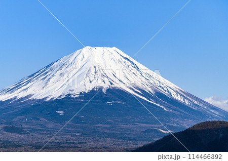本栖湖より望む春の富士山・絶景 本栖湖より望む春の富士山・絶景 114466892