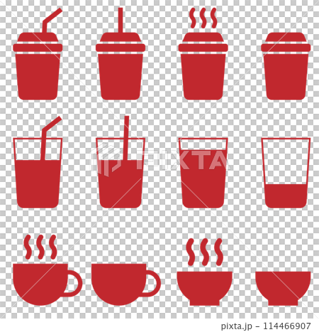 Cafe drink icon set red 114466907