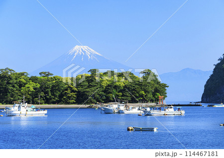 戸田漁港から望む冠雪の富士山 戸田漁港から望む冠雪の富士山 114467181