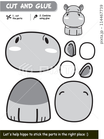 Engaging Educational Paper Craft Game for Children: Hippo Cut and Glue Activity for Creative Learning Fun Engaging Educational Paper Craft Game for Children: Hippo Cut and Glue Activity for Creative Learning Fun 114467739