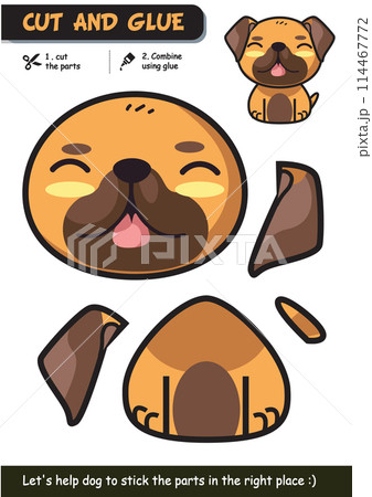 Interactive educational paper craft game for children: Cut, glue, and create a lovable doggy friend! Interactive educational paper craft game for children: Cut, glue, and create a lovable doggy friend! 114467772