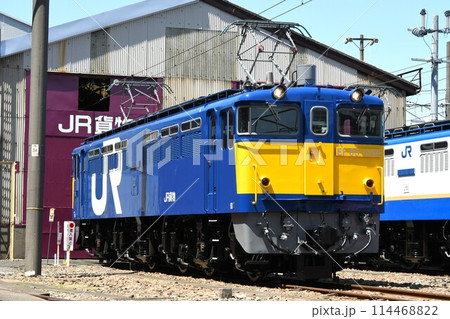 車両基地に停車するEF65形電気機関車(EF65形1059号機復元) 車両基地に停車するEF65形電気機関車(EF65形1059号機復元) 114468822